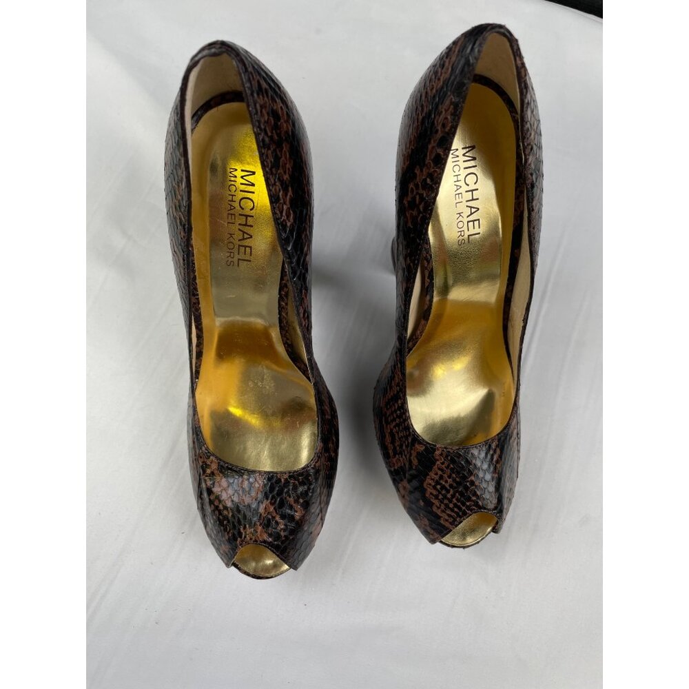 Michael Kors Women's Brown Genuine Snake Shoes/Heels 5.25" Size 7.5 SKU 4234 - Picture 6 of 7